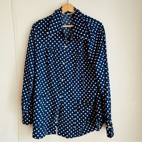 Vintage Lane Bryant blue Polka Dot Button-Up Shirt - Picture 1 of 10